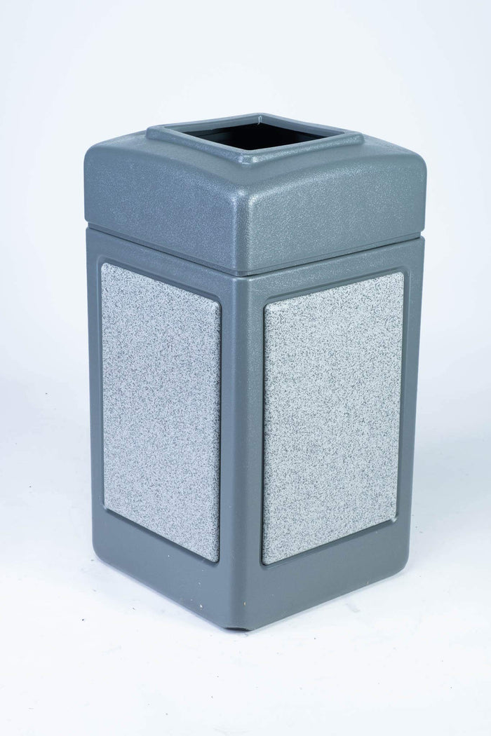 Commercial Zone 42 Gallon StoneTec Panel with Open-Top Lid Color: Gray with Ashtone