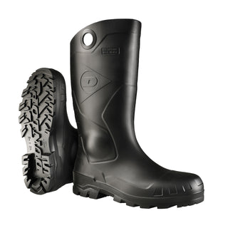 DUNLOP Chesapeake Rubber Boots for Men & Women – PVC - Waterproof - Lightweight Garden, Fishing & Rain Boots with Soft Toe and Wide Calf – Black – Size 3–15