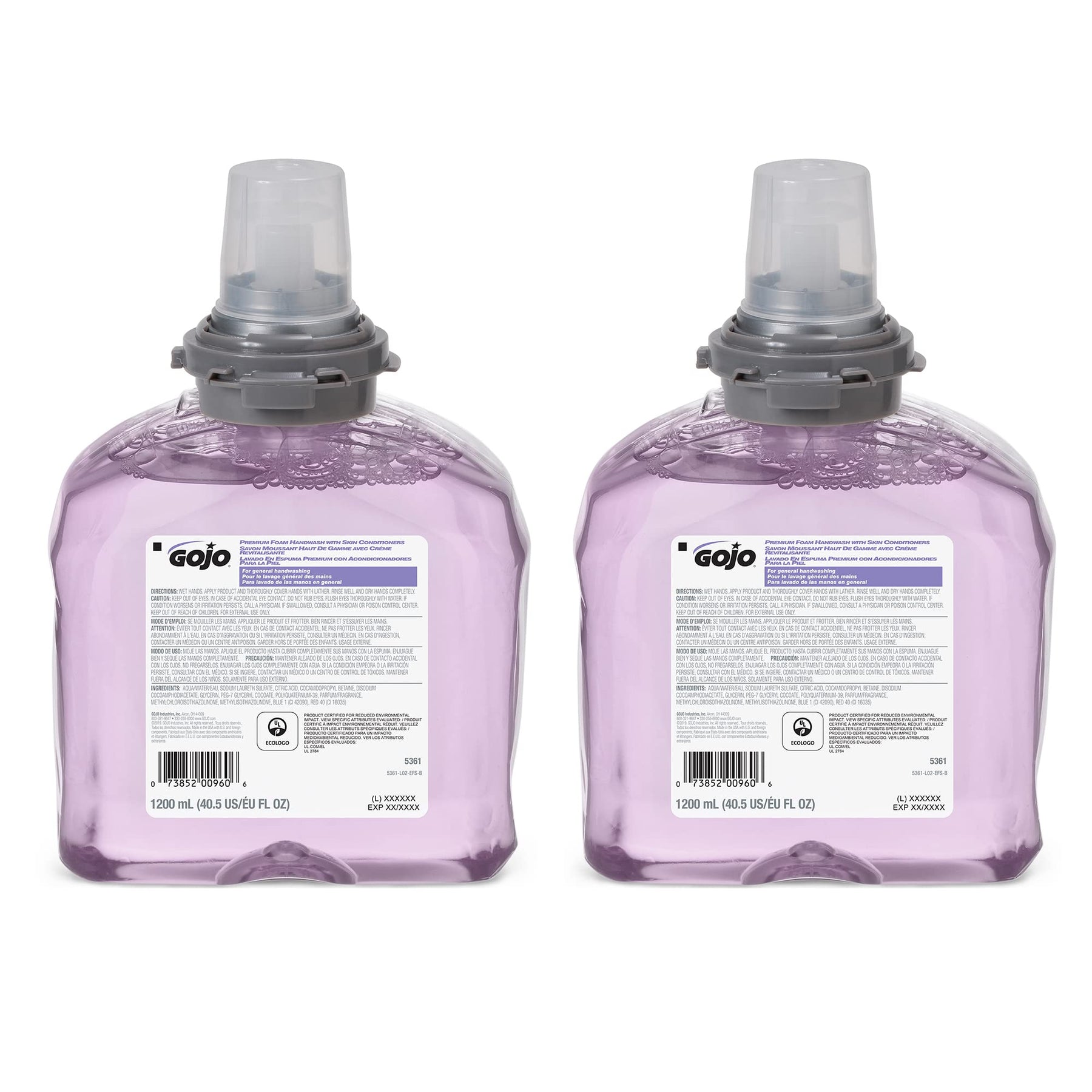 GOJO TFX Foam Soap Refill, Cranberry Scent, 2ct x 1200 mL - 5361-02