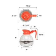 Thunder Group PLCD064D Coffee Decanter, 64 oz. Capacity, Durable Plastic Handle/top, Decaf, Break-Resistant, Polycarbonate Body, Stainless Steel Base, Orange view 2