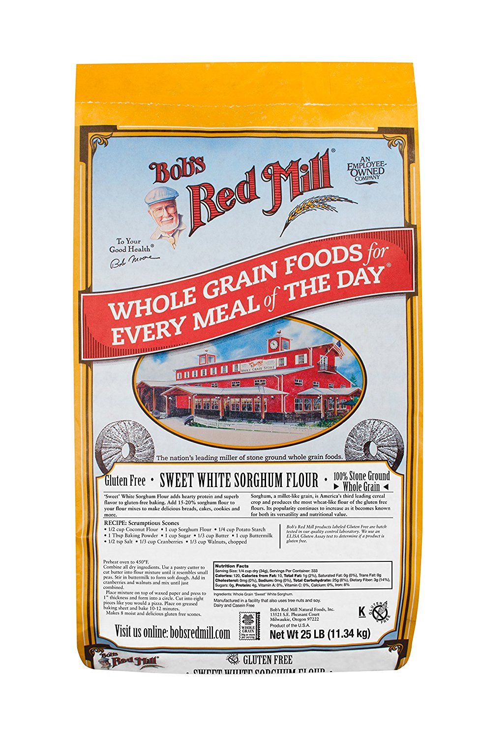 Bob's Red Mill Bulk Sweet Sorghum Flour, Gluten Free, 25 Pound