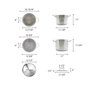 Thunder Group 20 quart 18/8 stainless steel double boiler (3 pcs set), comes in each view 2