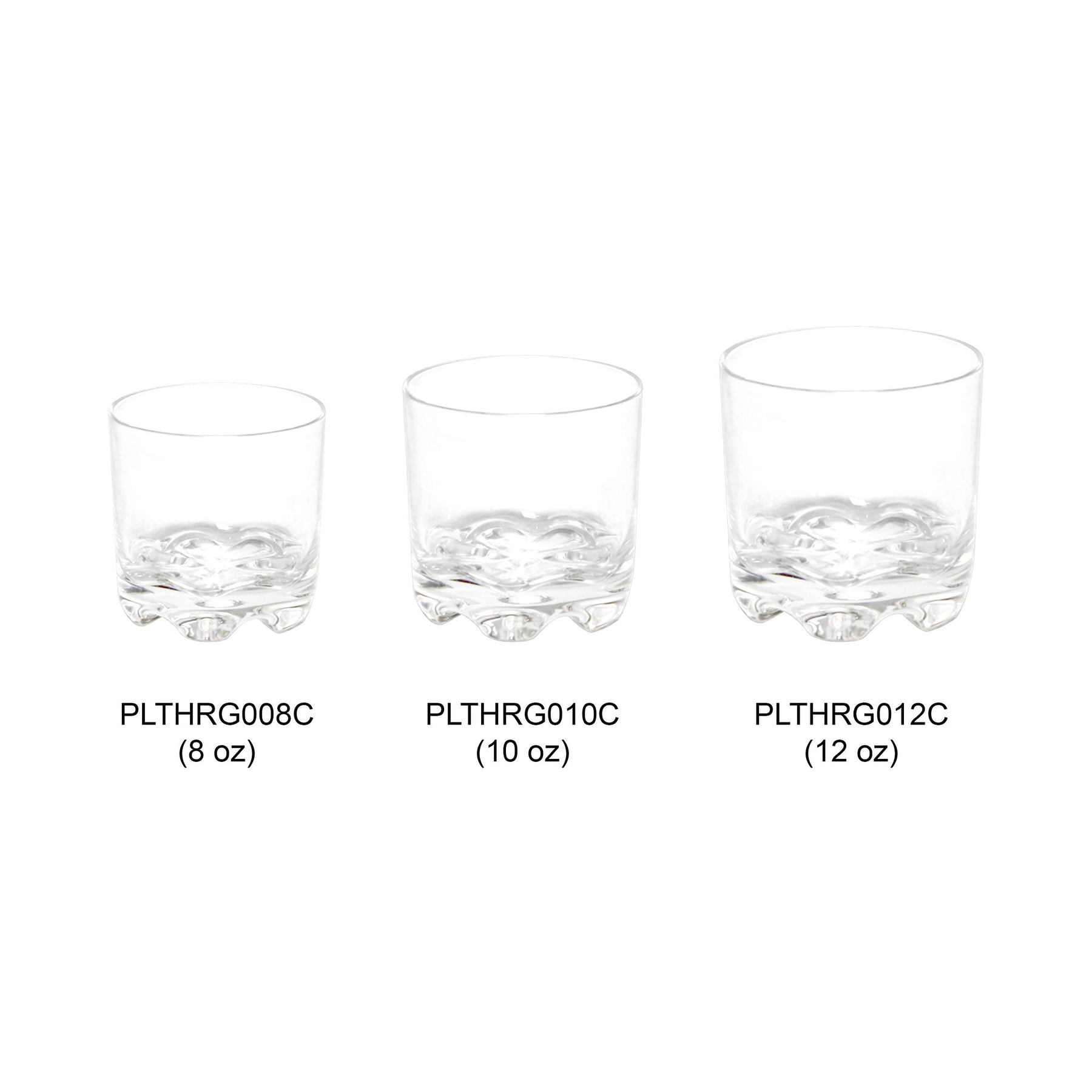 Thunder Group 12 oz rock glass, heavy base, stackable, polycarbonate, clear, comes in each view 4
