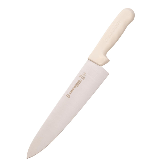 Dexter-Russell S145-10PCP 10-Inch Chef’s Knife, Sani-Safe Series Professional Kitchen Knife, High-Carbon Stainless Steel DEXSTEEL Blade, Textured White Polypropylene Handle, Heavy-Duty Chef Knife