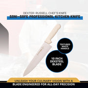 Dexter-Russell S145-10PCP 10-Inch Chef’s Knife, Sani-Safe Series Professional Kitchen Knife, High-Carbon Stainless Steel DEXSTEEL Blade, Textured White Polypropylene Handle, Heavy-Duty Chef Knife view 3
