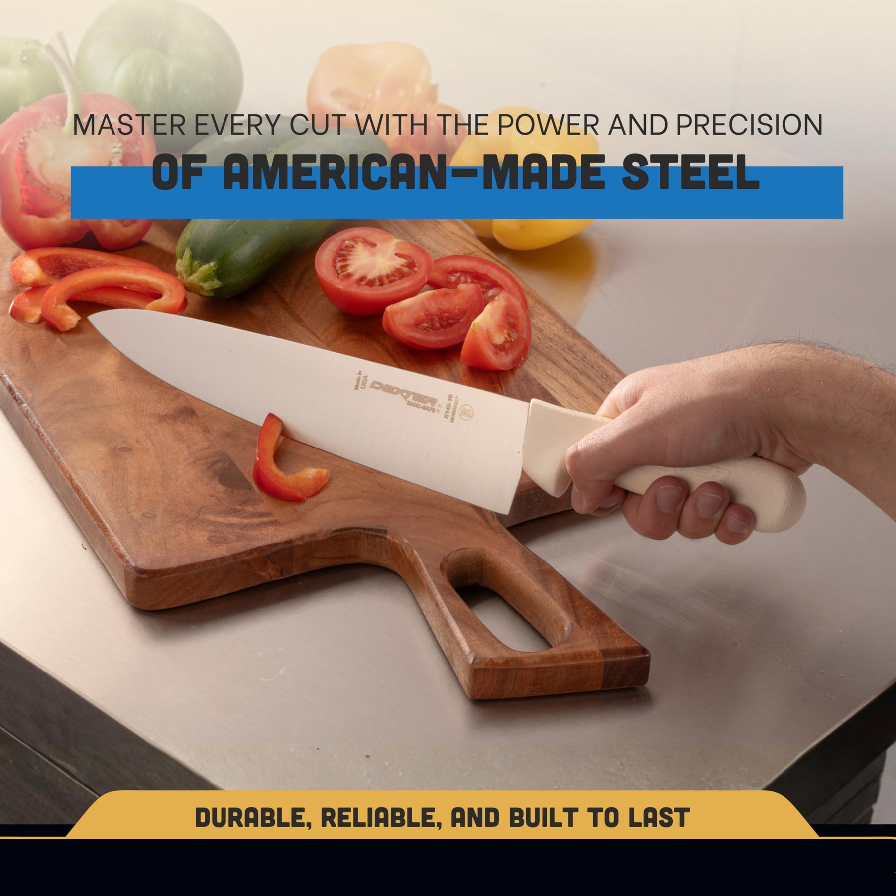 Dexter-Russell S145-10PCP 10-Inch Chef’s Knife, Sani-Safe Series Professional Kitchen Knife, High-Carbon Stainless Steel DEXSTEEL Blade, Textured White Polypropylene Handle, Heavy-Duty Chef Knife view 5