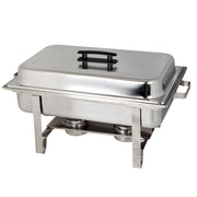 Thunder Group SLRCF001 Economy Chafer, 8 Quart, Full-Size, Welded Frame, dripless Water pan, Lift-Off Cover with Plastic Handle, Duel Fuel Holder, Stainless Steel