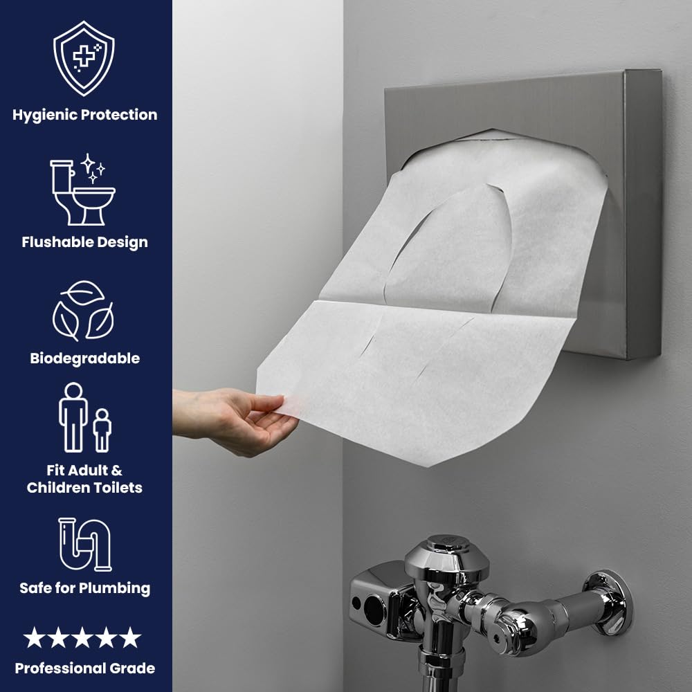 HOSPECO Discreet Seat Half-Fold Toilet Seat Covers, 14.25 X 16.5, White, 250/pack, 20 Packs/carton view 2