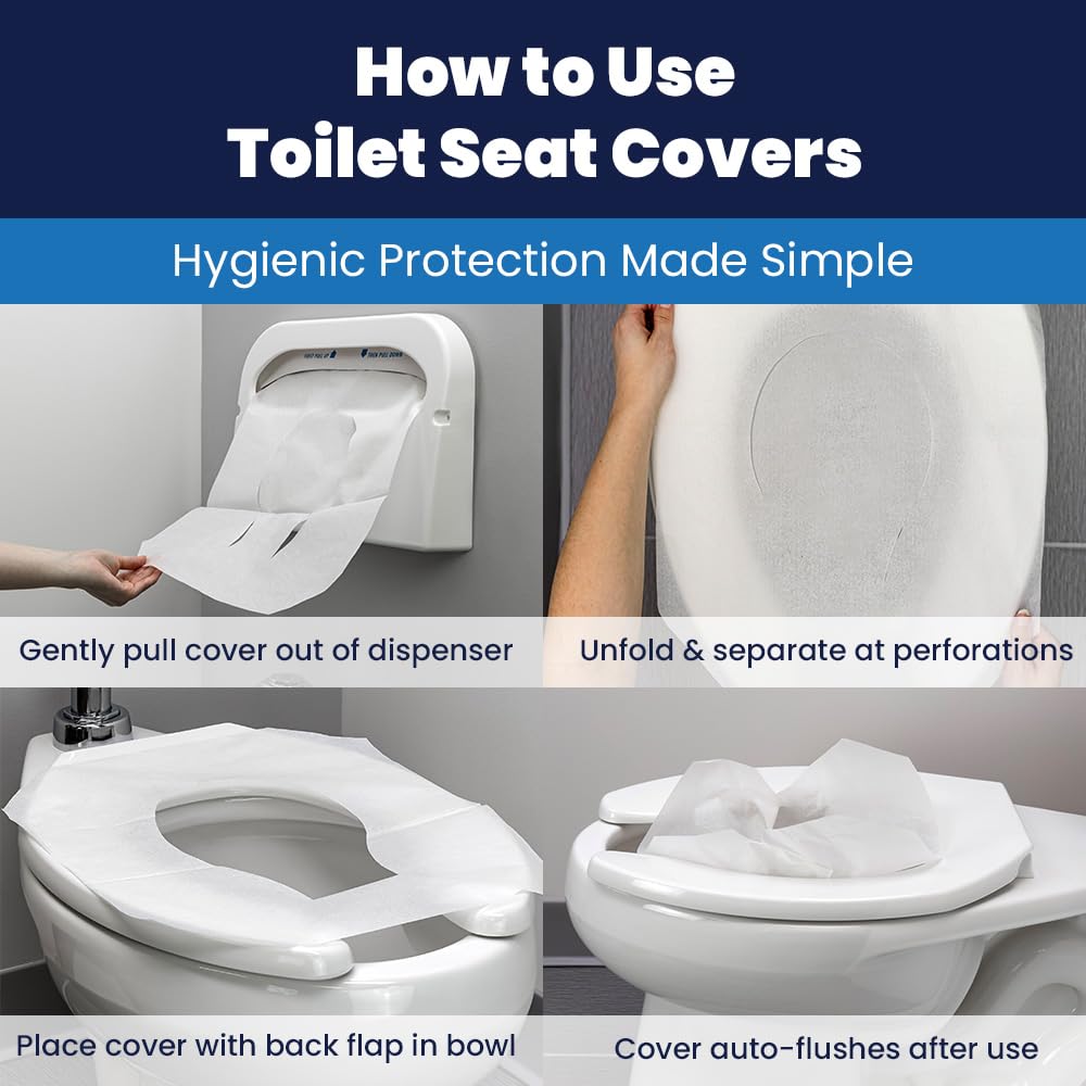 HOSPECO Discreet Seat Half-Fold Toilet Seat Covers, 14.25 X 16.5, White, 250/pack, 20 Packs/carton view 3