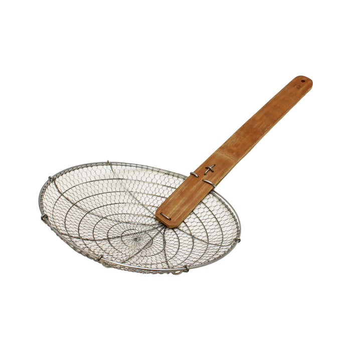 Thunder Group Galvanized Bamboo Handled Skimmer, 12-Inch, Coarse Mesh