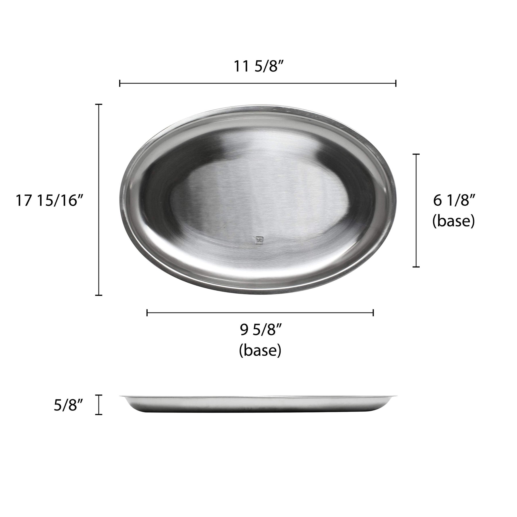 Thunder Group 11.63" x 8" stainless steel oval sizzling platter, comes in each view 2