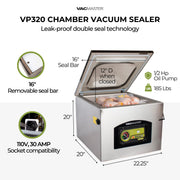 VacMaster VP320 Chamber Vacuum Sealer – Commercial Vacuum Sealer Machine for Food with 1/2 HP Oil Pump, 16” Seal Bar for Bags up to 16” x 18”, Food Vacuum Sealer for Sous Vide, Liquids & Meat view 2
