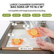 VacMaster VP320 Chamber Vacuum Sealer – Commercial Vacuum Sealer Machine for Food with 1/2 HP Oil Pump, 16” Seal Bar for Bags up to 16” x 18”, Food Vacuum Sealer for Sous Vide, Liquids & Meat view 3