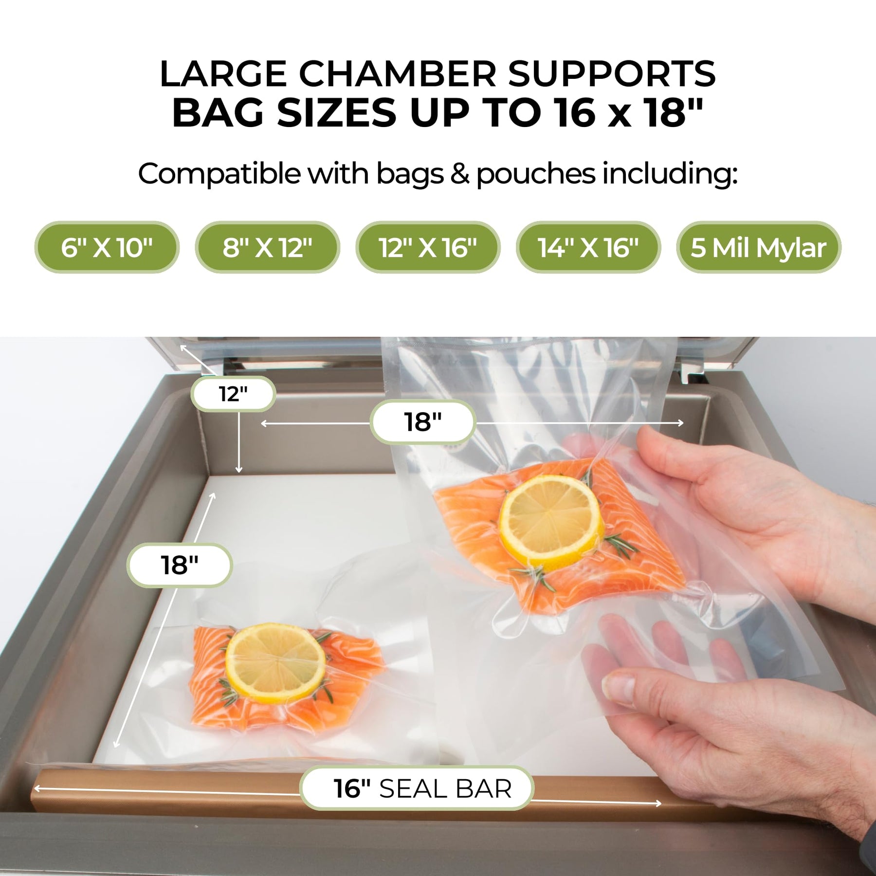 VacMaster VP320 Chamber Vacuum Sealer – Commercial Vacuum Sealer Machine for Food with 1/2 HP Oil Pump, 16” Seal Bar for Bags up to 16” x 18”, Food Vacuum Sealer for Sous Vide, Liquids & Meat view 3