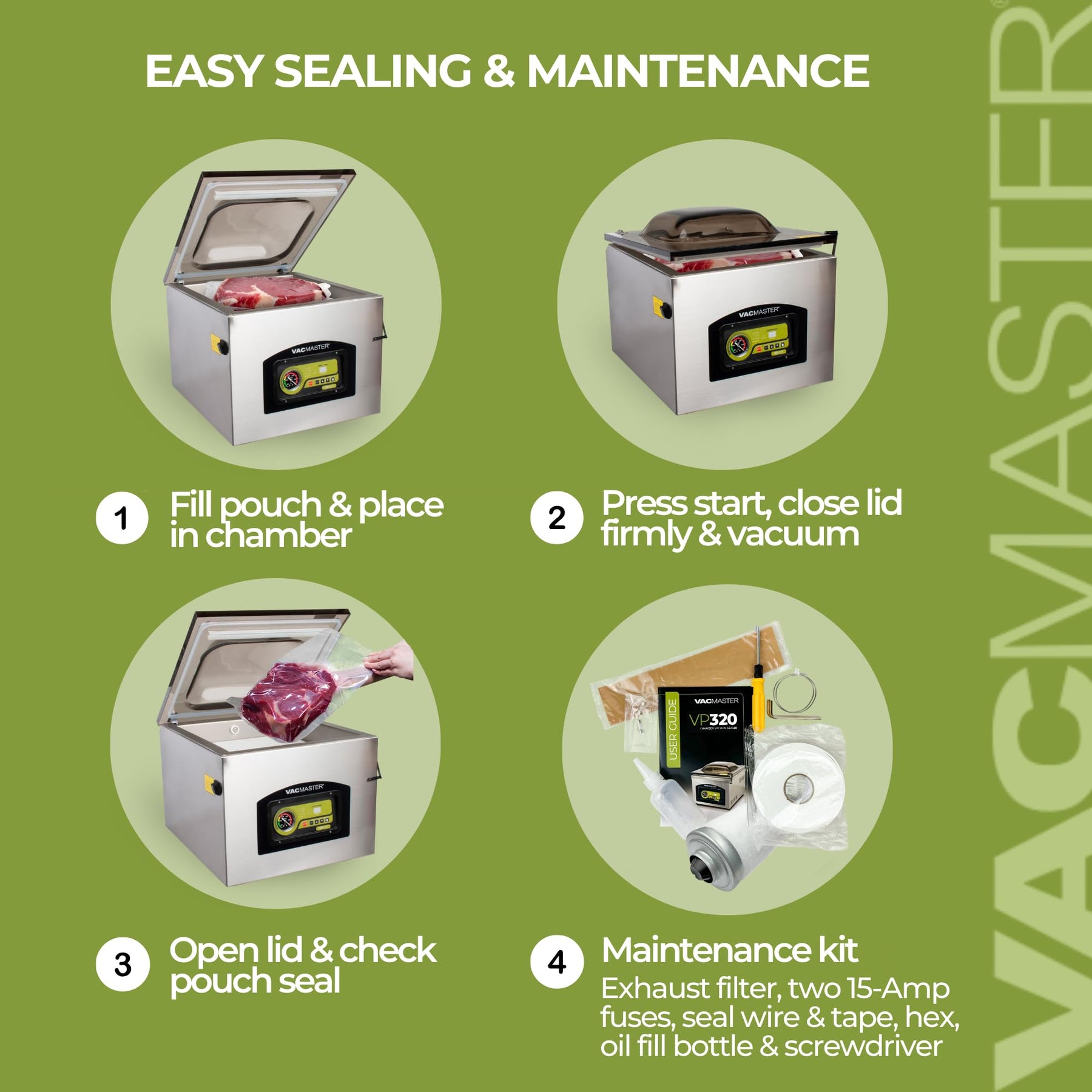 VacMaster VP320 Chamber Vacuum Sealer – Commercial Vacuum Sealer Machine for Food with 1/2 HP Oil Pump, 16” Seal Bar for Bags up to 16” x 18”, Food Vacuum Sealer for Sous Vide, Liquids & Meat view 7