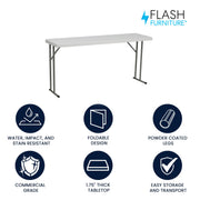 Flash Furniture 5 ft Plastic Folding Training Table, Granite White view 2