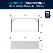 Flash Furniture 5 ft Plastic Folding Training Table, Granite White view 9