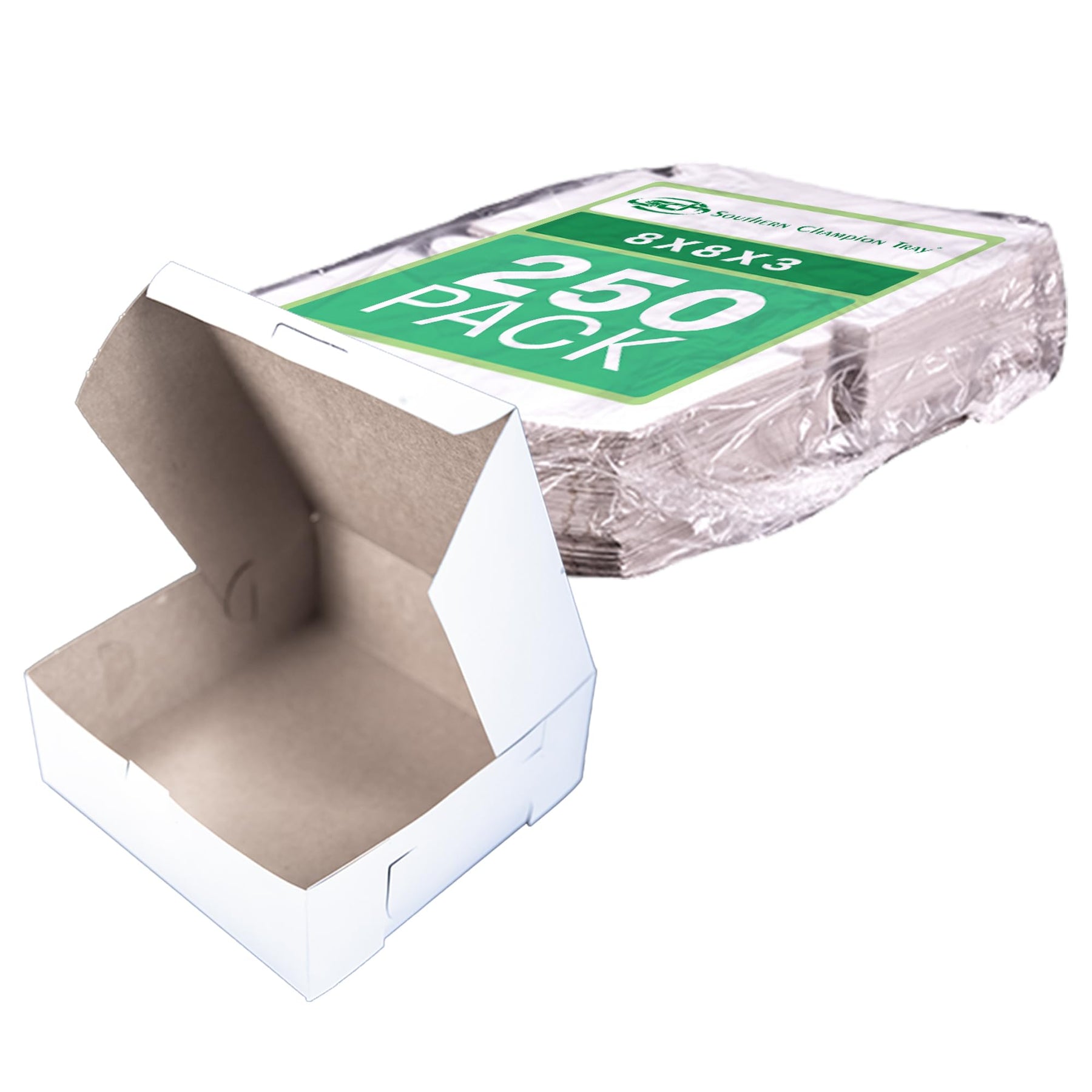 SCT White One-Piece Non-Window Bakery Boxes, 8 x 5 x 3, White, Paper, 250/Carton