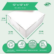 SCT White One-Piece Non-Window Bakery Boxes, 12 x 12 x 5, White, Paper, 100/Carton view 2