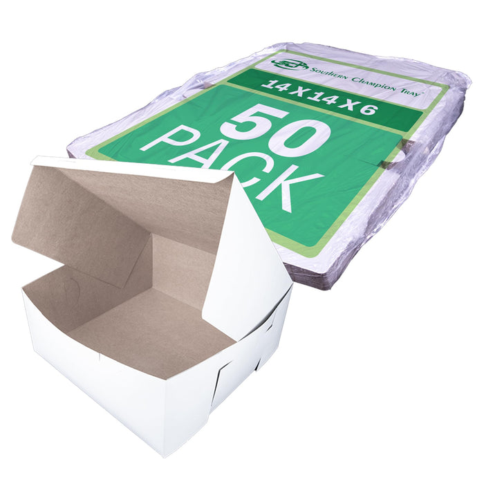 SCT White One-Piece Non-Window Bakery Boxes, 14 x 14 x 6, White, Paper, 50/Carton