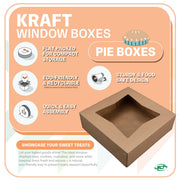 SCT Kraft Window Bakery Box (200 Quantity) 8x8x2.5, Automatic Bakery Carrier for Pies, Donuts, Pastries, Kraft with Clear Lid, 24013K view 3