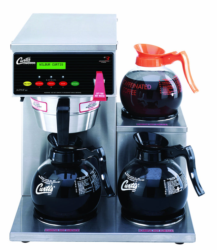 Wilbur Curtis G3 Alpha Decanter Brewer 64 Oz Coffee Brewer, 3 Station, 3 Lower Right Warmer - Commercial Coffee Brewer - ALP3GTR12A000 (Each)