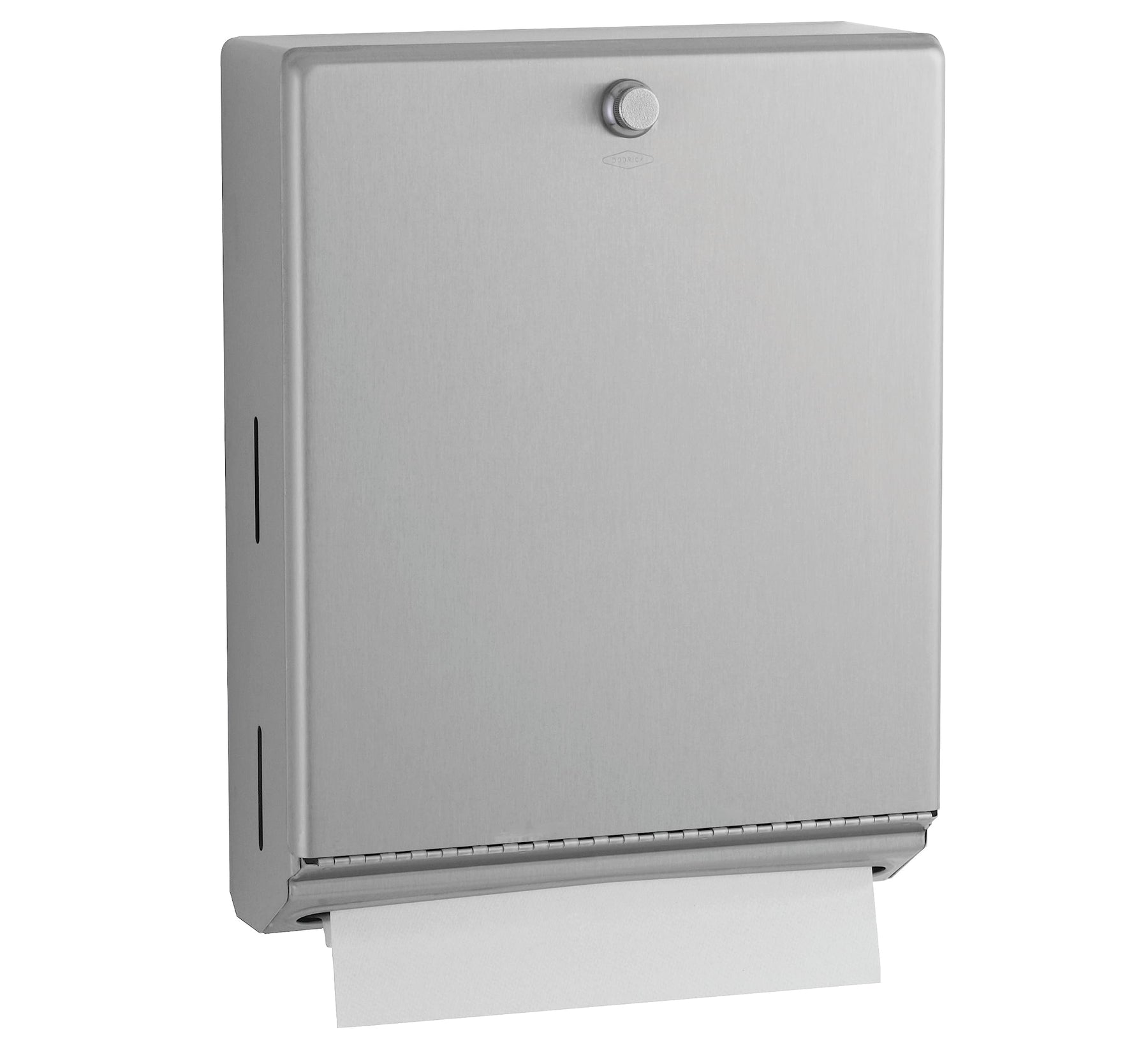 Bobrick B-2620 Surface Mounted Paper Towel Dispenser - Stainless Steel Commercial Bathroom Towel Dispenser with Knob-Latch 400 C-Fold or 525 Multifold Capacity