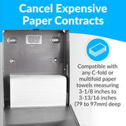 Bobrick B-2620 Surface Mounted Paper Towel Dispenser - Stainless Steel Commercial Bathroom Towel Dispenser with Knob-Latch 400 C-Fold or 525 Multifold Capacity view 2