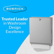 Bobrick B-2620 Surface Mounted Paper Towel Dispenser - Stainless Steel Commercial Bathroom Towel Dispenser with Knob-Latch 400 C-Fold or 525 Multifold Capacity view 7