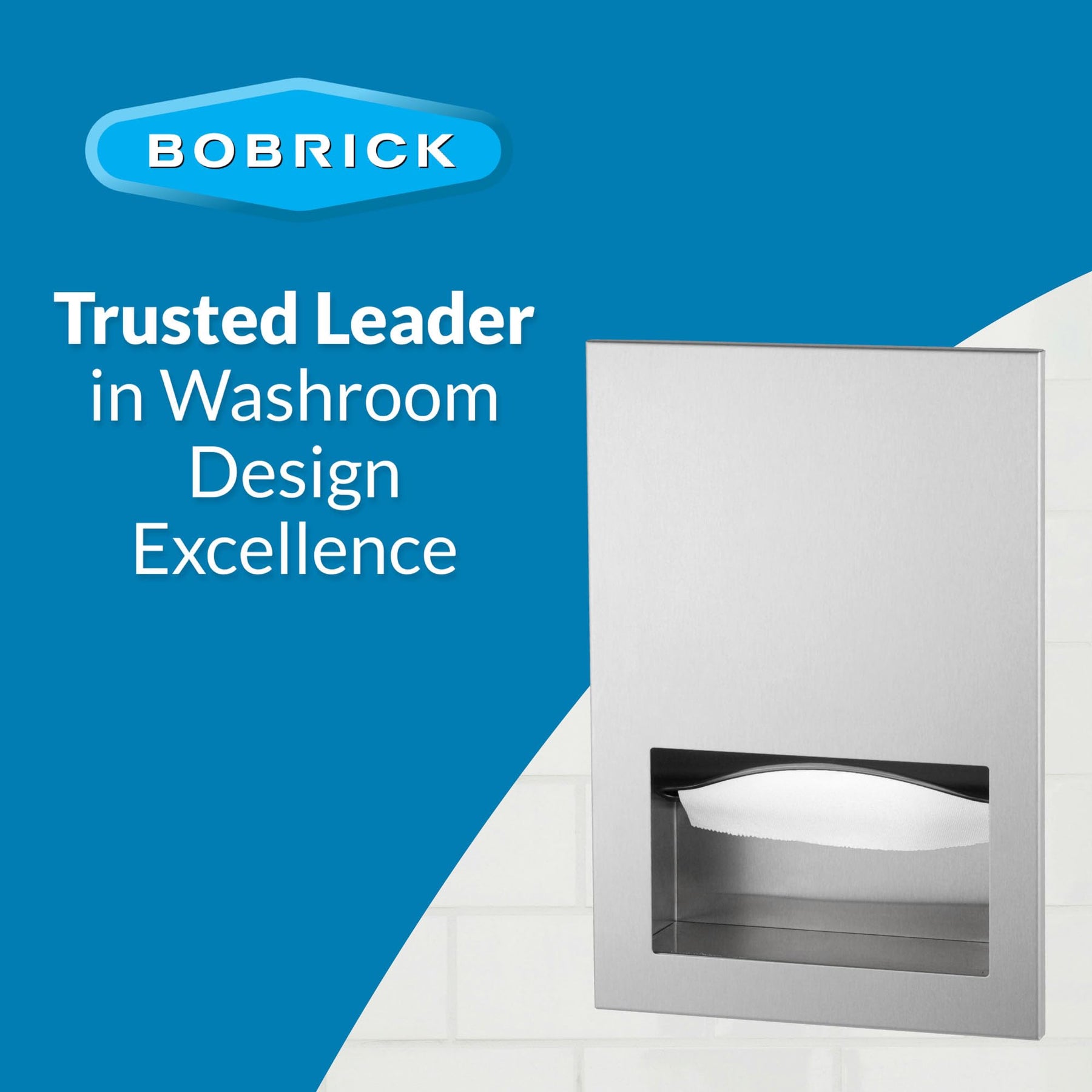 Bobrick Recessed Friction-Catch Paper Towel Dispenser for Commercial Use, Satin Finish, Holds 300 C-Fold and 400 Multifold Towels, TowelMate Built-In, Heavy-Gauge Stainless Steel (Model B-35903) view 5