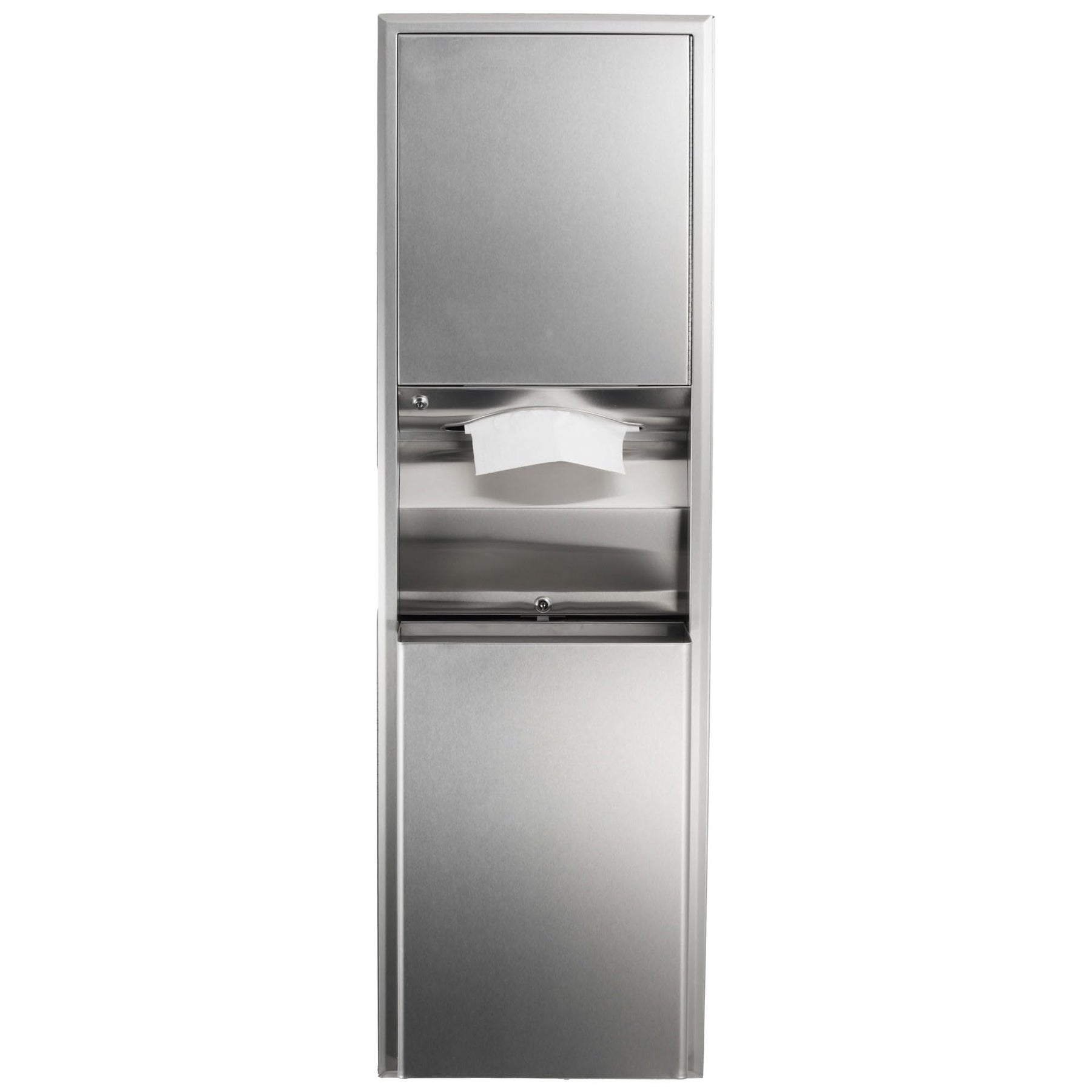 Bobrick 3949 ClassicSeries Stainless Steel Surface-Mounted Convertible Paper Towel Dispenser/Waste Receptacle, Satin Finish, 12 Gallon Capacity, 17-1/2" Width x 56-5/16" Height