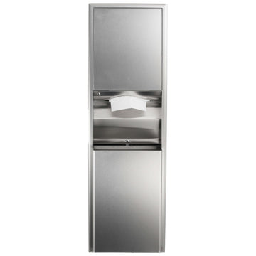 Bobrick 3949 ClassicSeries Stainless Steel Surface-Mounted Convertible Paper Towel Dispenser/Waste Receptacle, Satin Finish, 12 Gallon Capacity, 17-1/2" Width x 56-5/16" Height