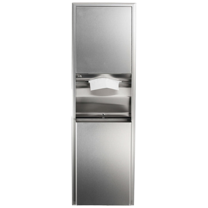 Bobrick 3949 ClassicSeries Stainless Steel Surface-Mounted Convertible Paper Towel Dispenser/Waste Receptacle, Satin Finish, 12 Gallon Capacity, 17-1/2" Width x 56-5/16" Height