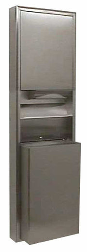 Bobrick 3949 ClassicSeries Stainless Steel Surface-Mounted Convertible Paper Towel Dispenser/Waste Receptacle, Satin Finish, 12 Gallon Capacity, 17-1/2" Width x 56-5/16" Height view 4