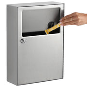 Bobrick Surface-Mounted Sanitary Napkin Disposal – ADA Compliant, Satin-Finish Stainless Steel, Leak-Proof 1.2-gallon Capacity, Self-Closing Panel, Durable & Hygienic Design for Commercial Bathrooms (Model B-254)