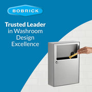 Bobrick Surface-Mounted Sanitary Napkin Disposal – ADA Compliant, Satin-Finish Stainless Steel, Leak-Proof 1.2-gallon Capacity, Self-Closing Panel, Durable & Hygienic Design for Commercial Bathrooms (Model B-254) view 4