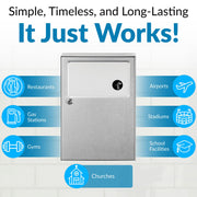 Bobrick Surface-Mounted Sanitary Napkin Disposal – ADA Compliant, Satin-Finish Stainless Steel, Leak-Proof 1.2-gallon Capacity, Self-Closing Panel, Durable & Hygienic Design for Commercial Bathrooms (Model B-254) view 5