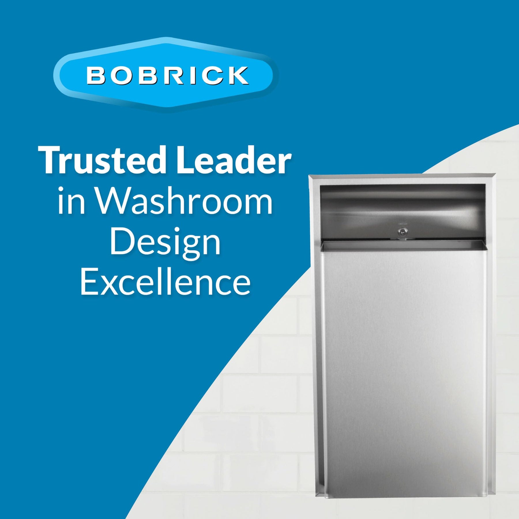 Bobrick Recessed Waste Receptacle, Satin Finish 12-Gallon –Wall-Mounted Stainless Steel Trash Can for Commercial Restrooms LinerMate Compatible (Model B-3644) view 5