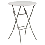 Flash Furniture 2.63 ft Plastic Round Folding Bar Table, Granite White