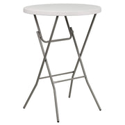 Flash Furniture 2.63 ft Plastic Round Folding Bar Table, Granite White