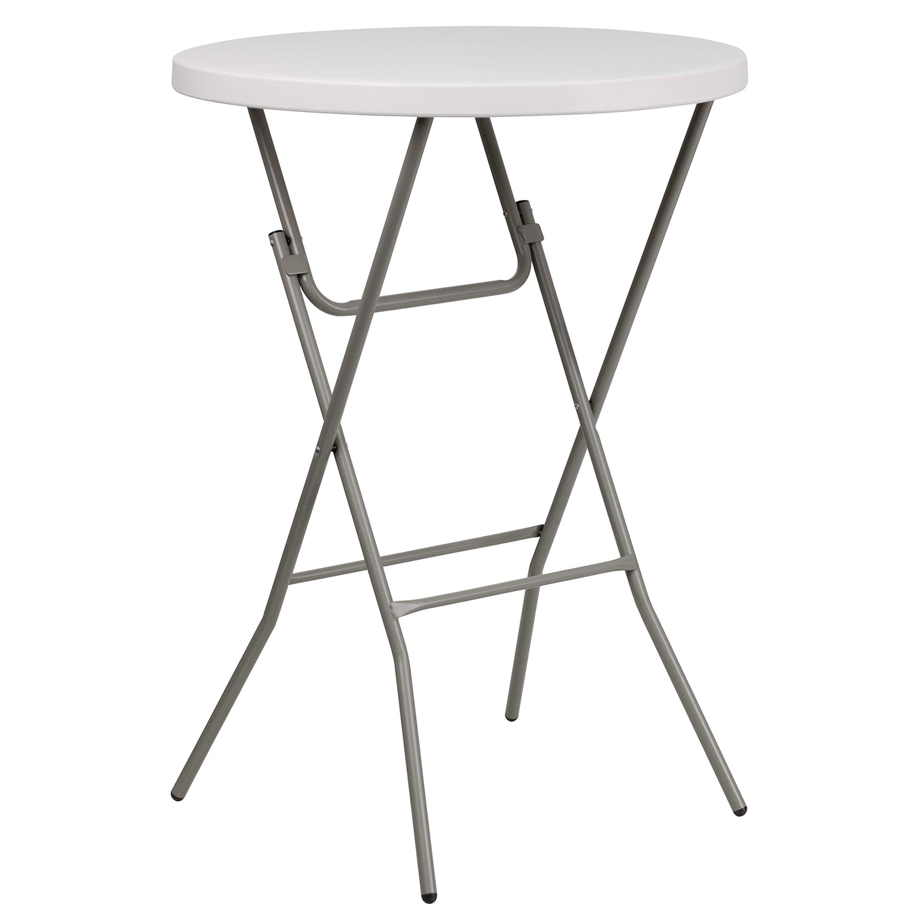 Flash Furniture 2.63 ft Plastic Round Folding Bar Table, Granite White