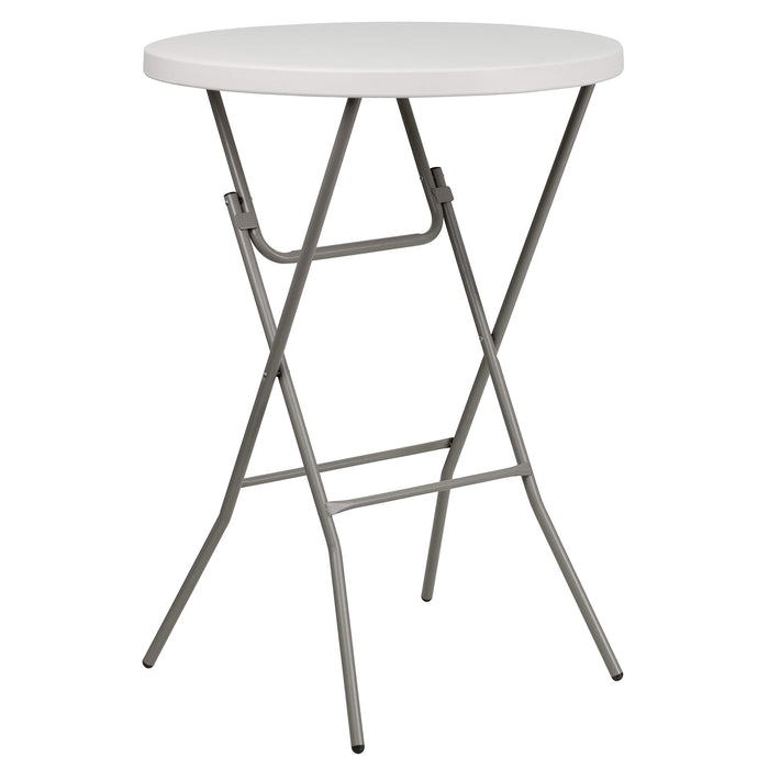 Flash Furniture 2.63 ft Plastic Round Folding Bar Table, Granite White