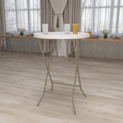 Flash Furniture 2.63 ft Plastic Round Folding Bar Table, Granite White view 2