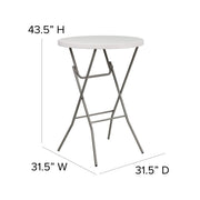 Flash Furniture 2.63 ft Plastic Round Folding Bar Table, Granite White view 4