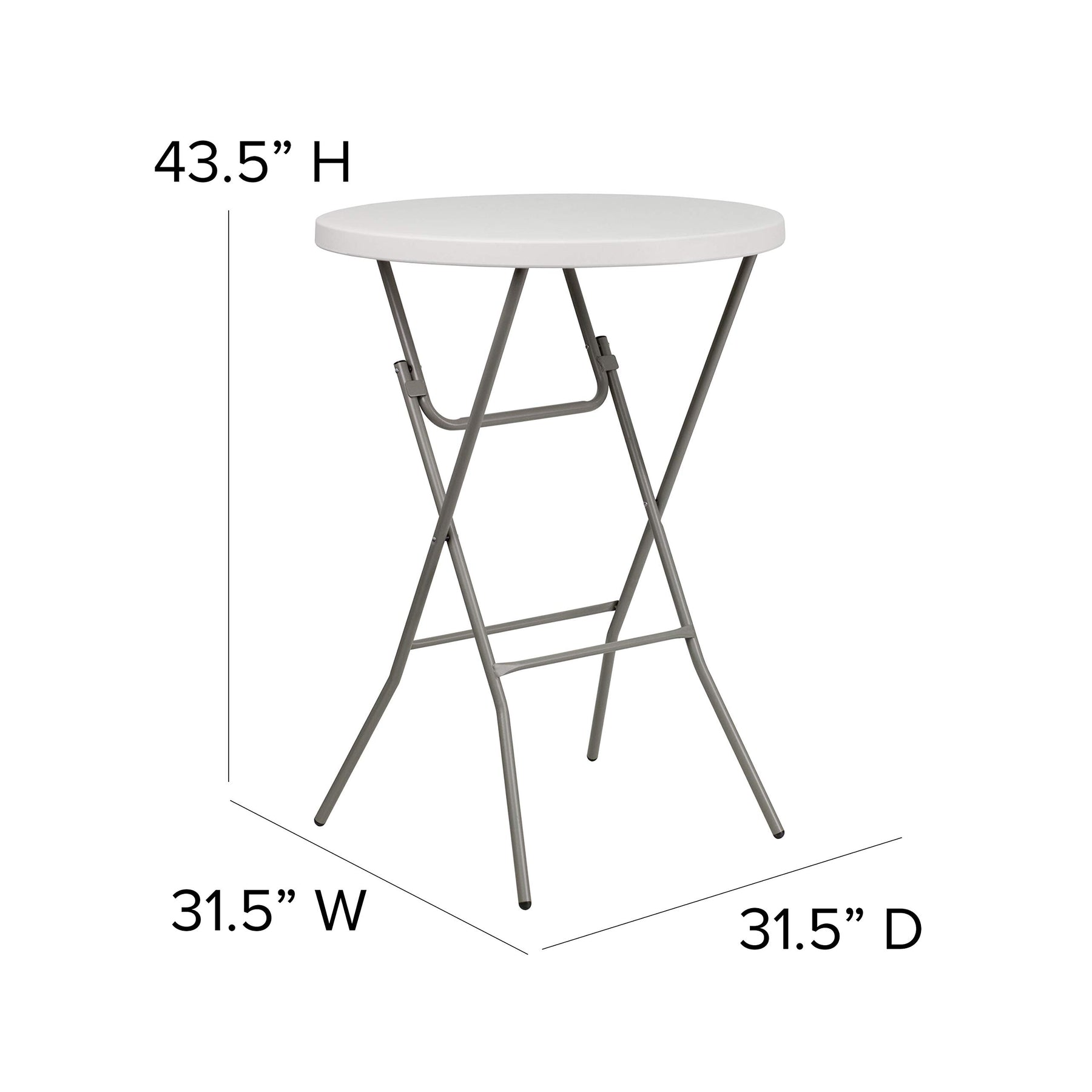 Flash Furniture 2.63 ft Plastic Round Folding Bar Table, Granite White view 4