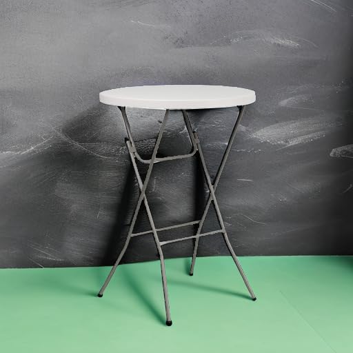 Flash Furniture 2.63 ft Plastic Round Folding Bar Table, Granite White view 5
