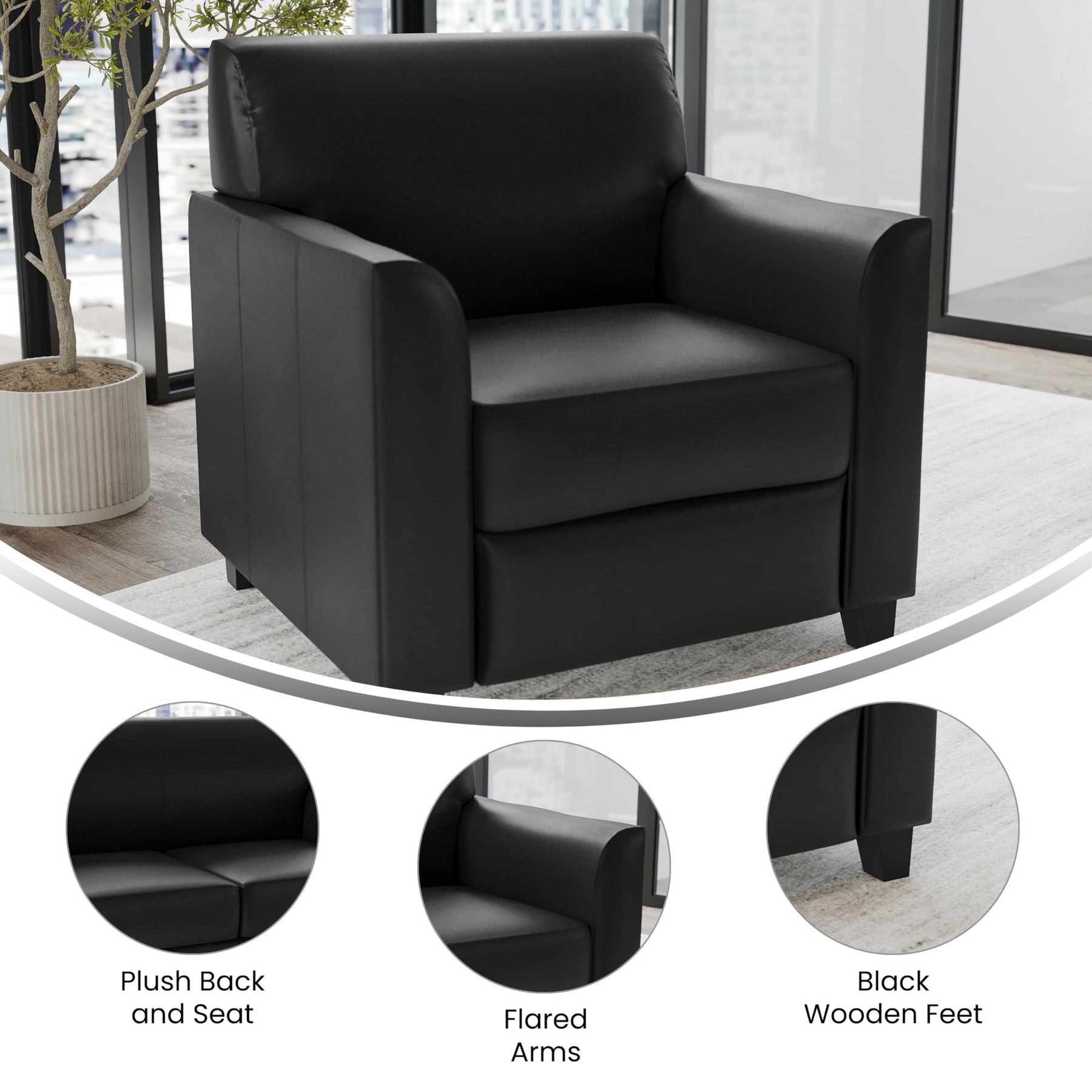Flash Furniture Hercules LeatherSoft Chair, Black view 3
