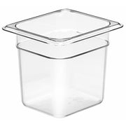 Cambro Camwear Food Pan, Plastic, 1/6 Size, 6'' Deep, Polycarbonate, Clear, NSF (6 Pieces/Unit), Pack of 6