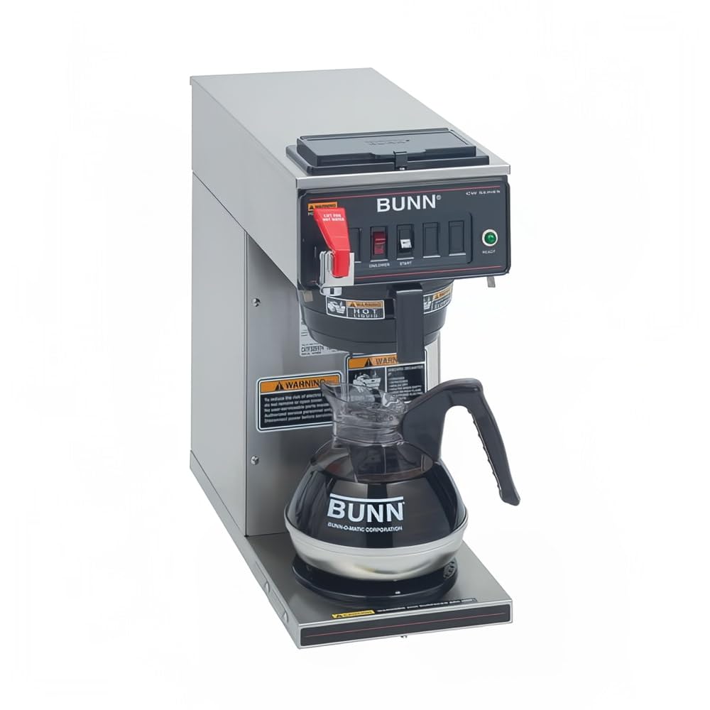 Bunn 12950.0293 CWTF15-1 Automatic 12 Cup Coffee Brewer with 1 Lower Warmer and Black Plastic Funnel - 120V