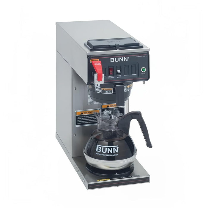 Bunn 12950.0293 CWTF15-1 Automatic 12 Cup Coffee Brewer with 1 Lower Warmer and Black Plastic Funnel - 120V